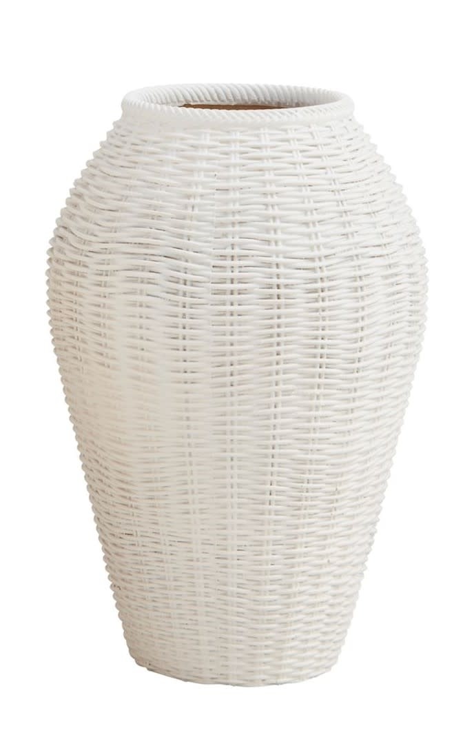 Mudpie Small White Basket Weave Vase