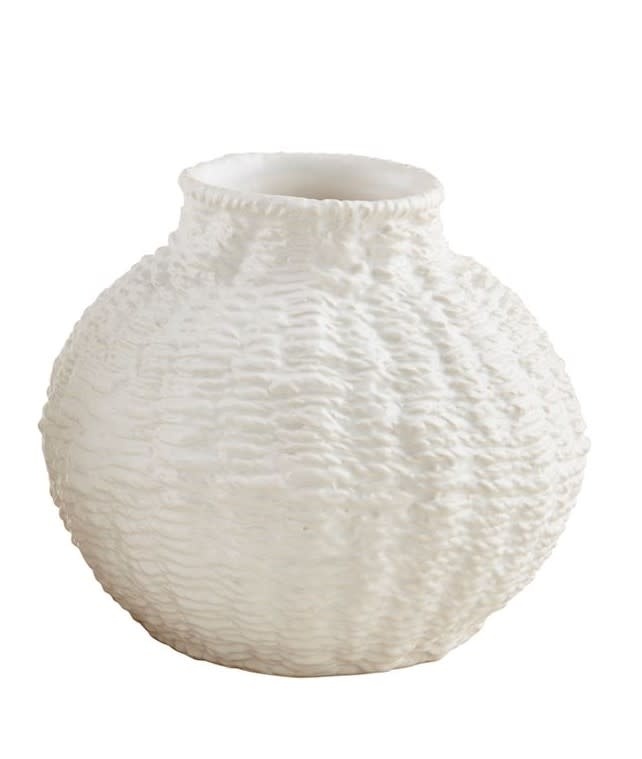 Mudpie Small Woven Stoneware Round Vase