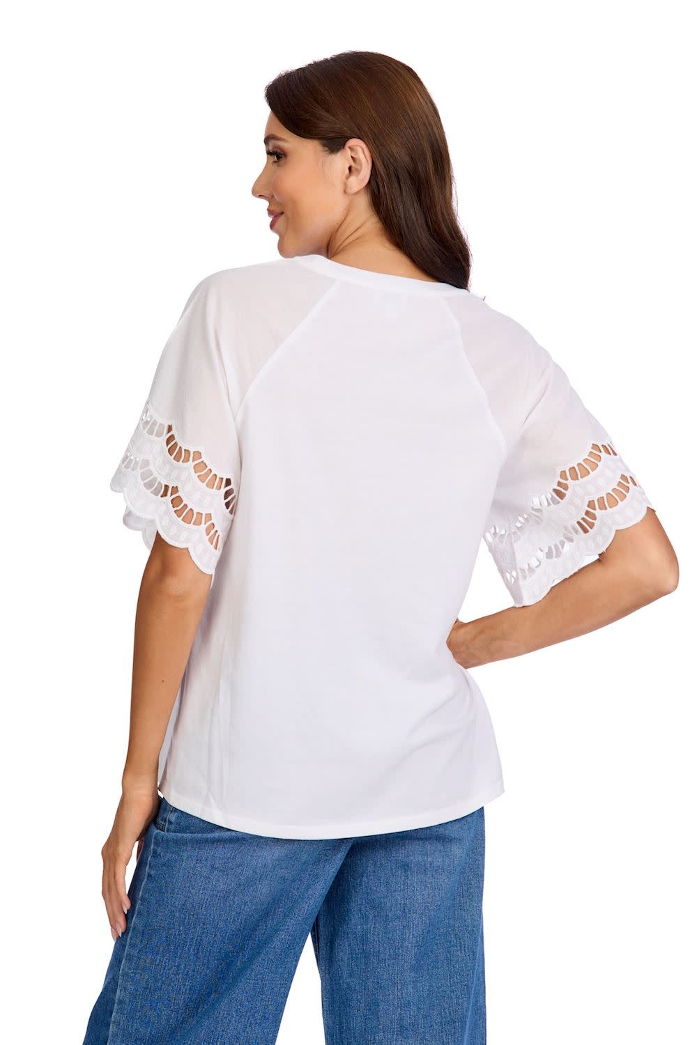 Mudpie Levy Eyelet Tshirt Wh-M