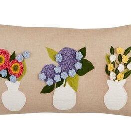 Mudpie Lumbar Flower Vase Emb Pillow