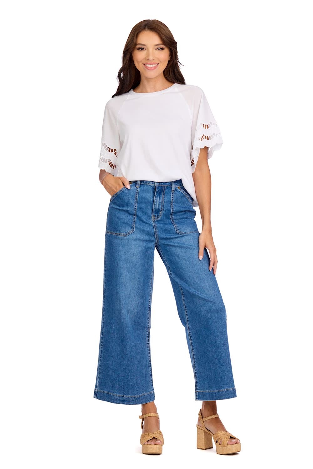 Mudpie Levy Eyelet Tshirt Wh-S