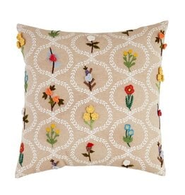 Mudpie Square Flower Vase Emb Pillow