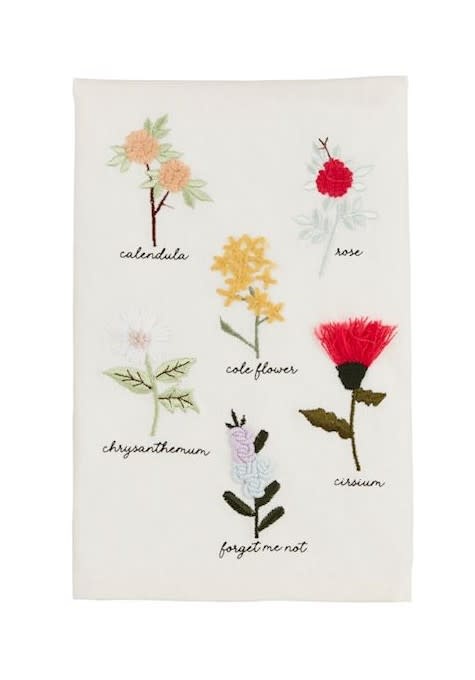 Mudpie Flower Stems Embroidery Towel