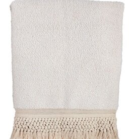 Mudpie Cream Tassel Throw Blanket