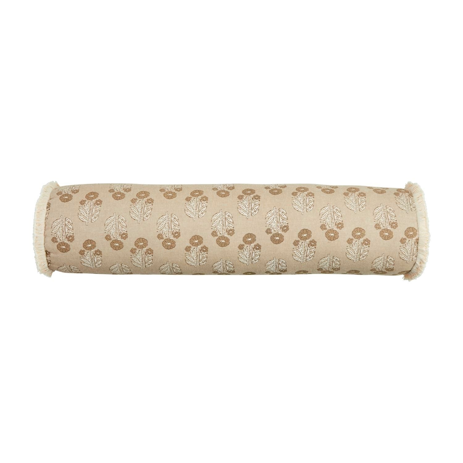 Mudpie Taupe Block Print Bolster