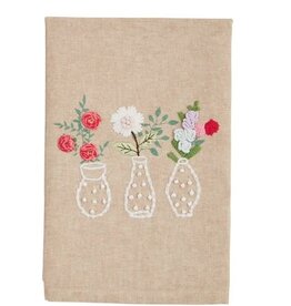 Mudpie 3 Vases Flower Embroidery Towel