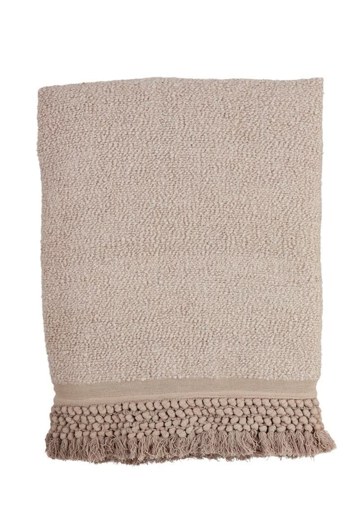 Mudpie Taupe Tassel Throw Blanket