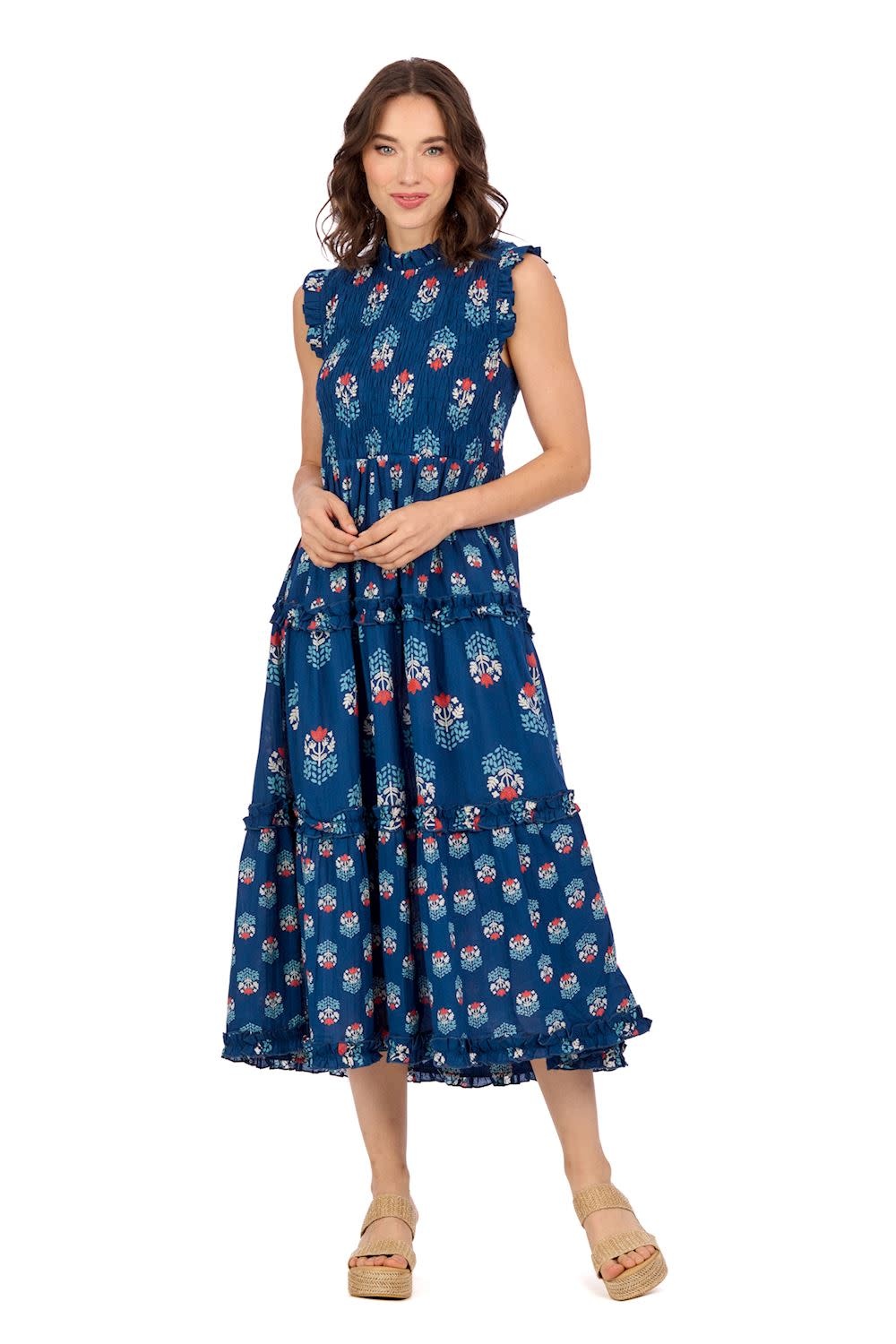 Mudpie Ward Smocked Midi Dress Nv-S