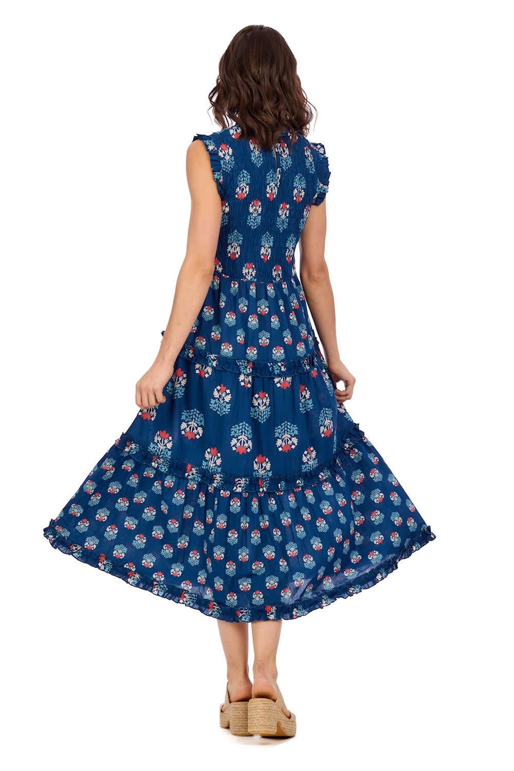Mudpie Ward Smocked Midi Dress Nv-S
