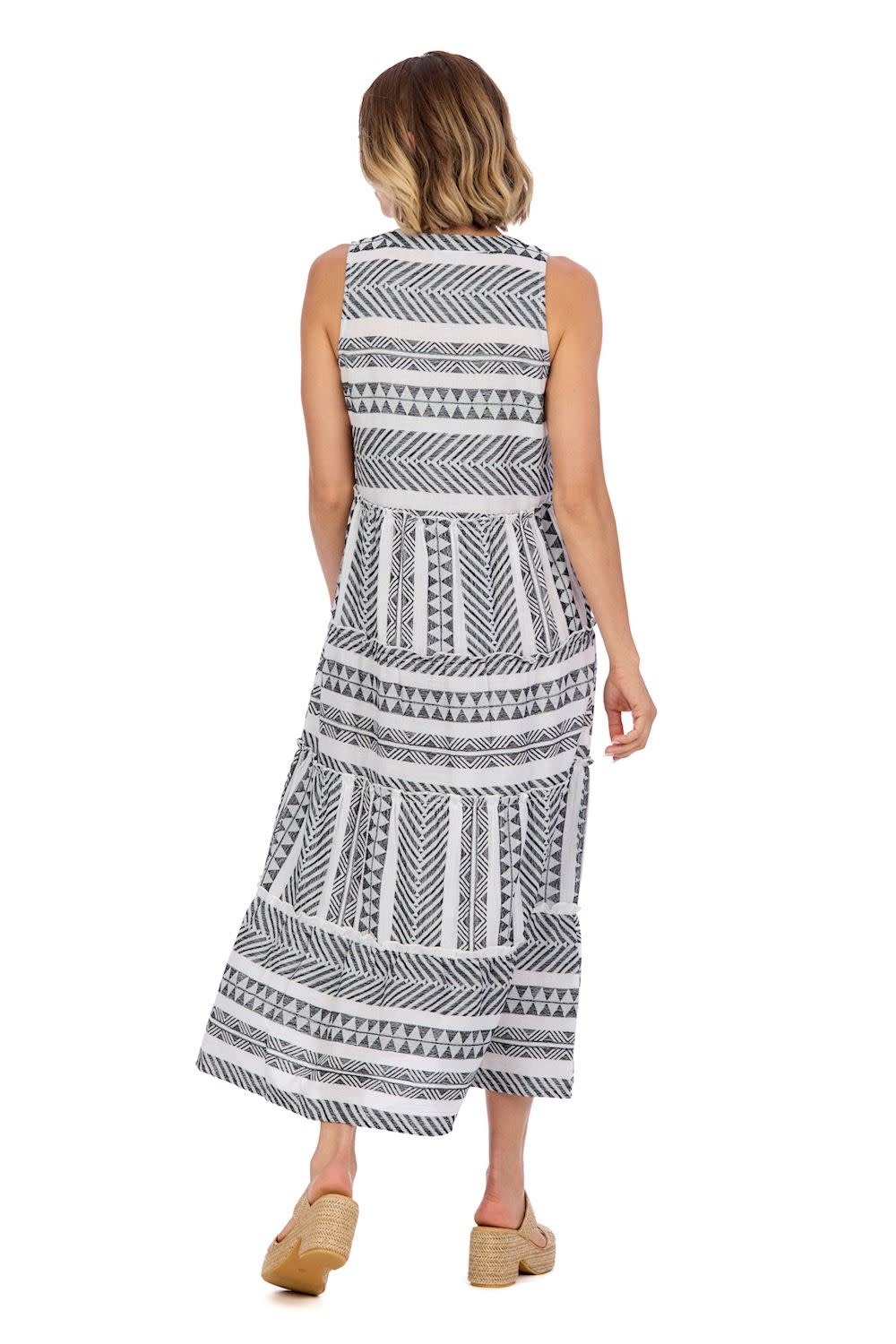 Mudpie Burke Jacquard Midi Dress Bk-M