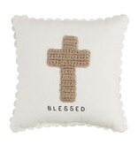 Mudpie Cross Happy Crochet Mini Pillow