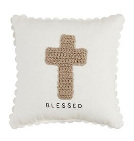 Mudpie Cross Happy Crochet Mini Pillow
