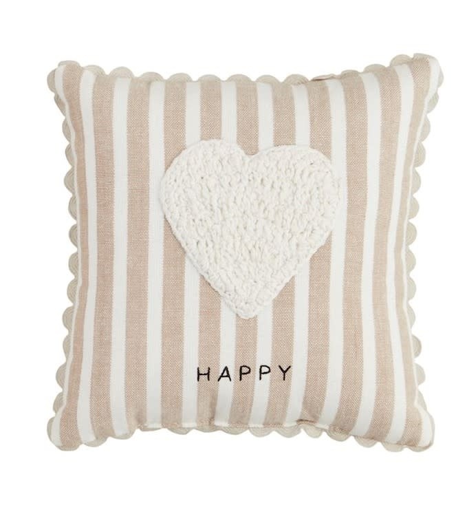 Mudpie Heart Happy Crochet Mini Pillow