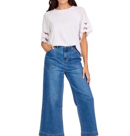 Mudpie Levy Eyelet Tshirt Wh-L