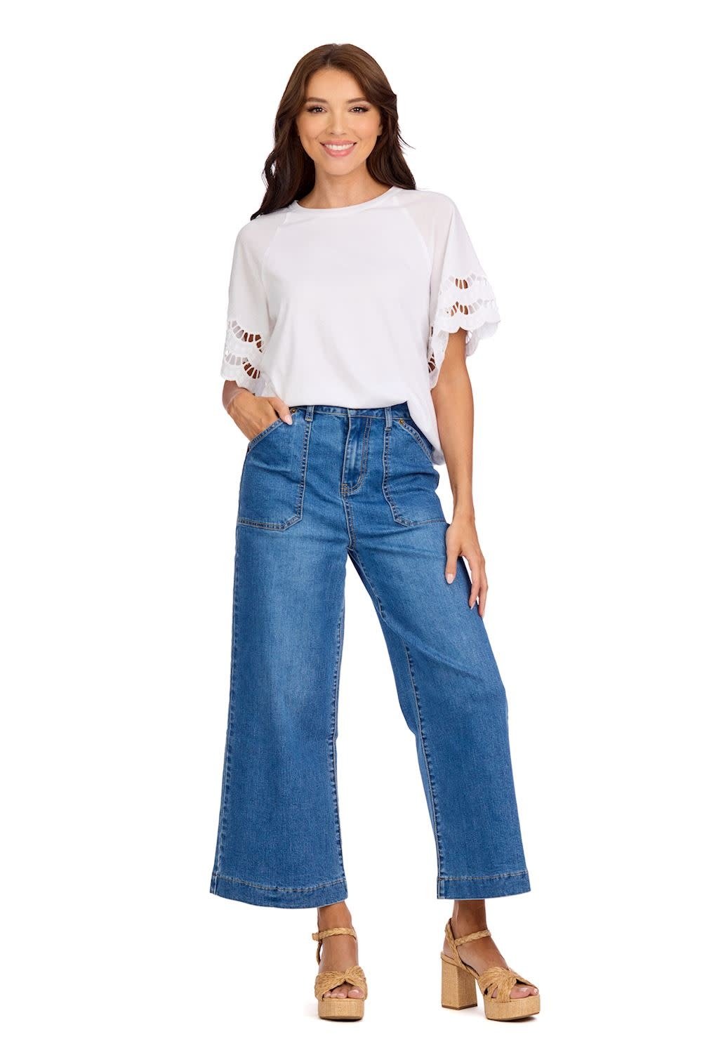 Mudpie Levy Eyelet Tshirt Wh-L