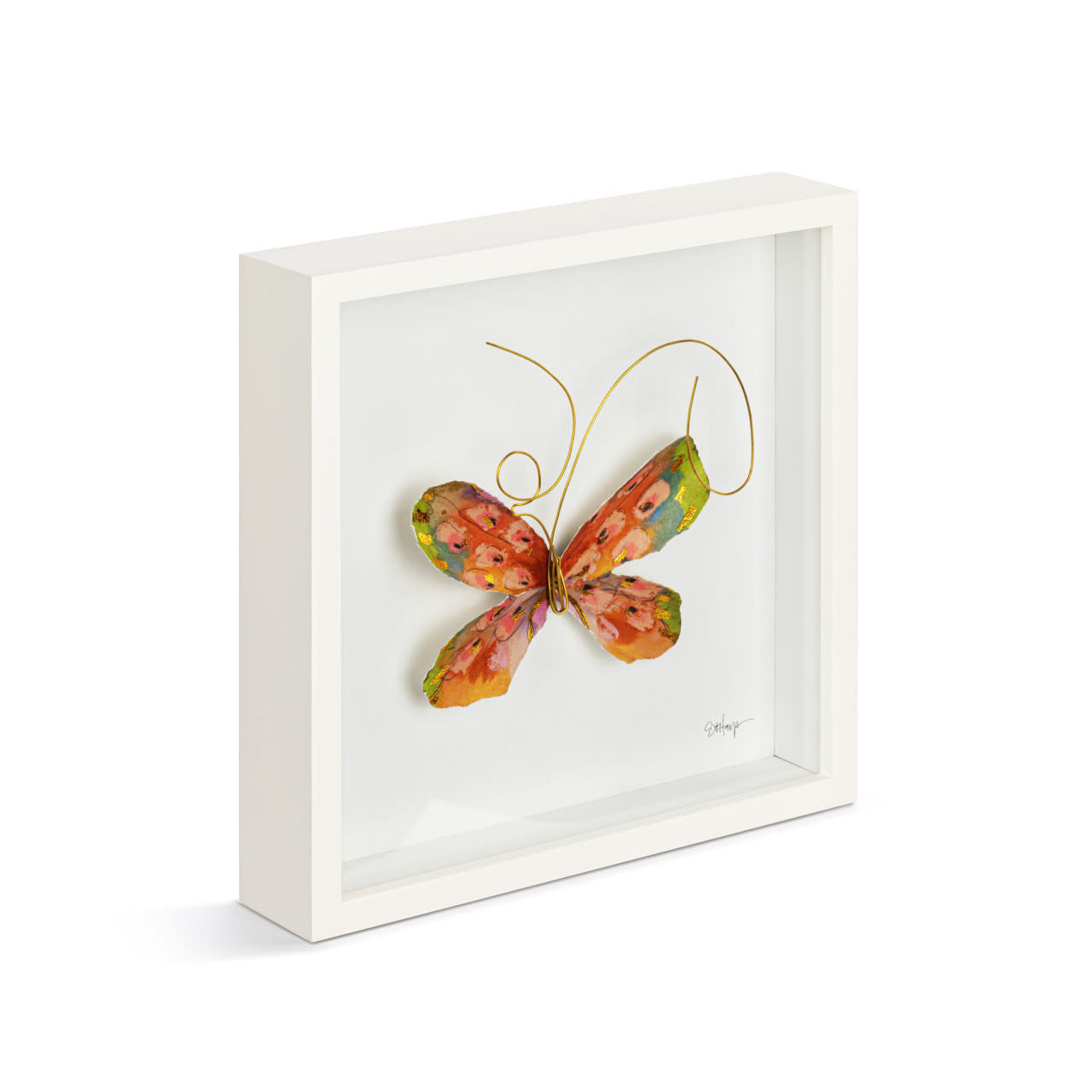 Elisabeth Hays Orange Multi Butterfly Wall Art 10"sq