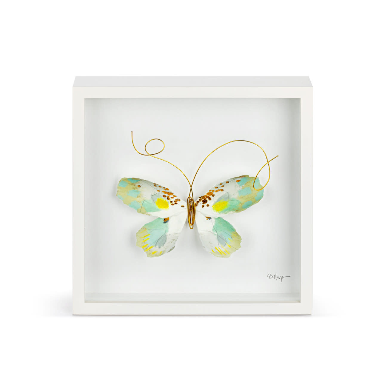 Elisabeth Hays Green & White Butterfly Wall Art 10"sq
