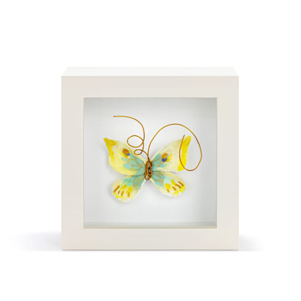 Elisabeth Hays Endlessly Hopeful Yellow Green Butterfly Shadow Box