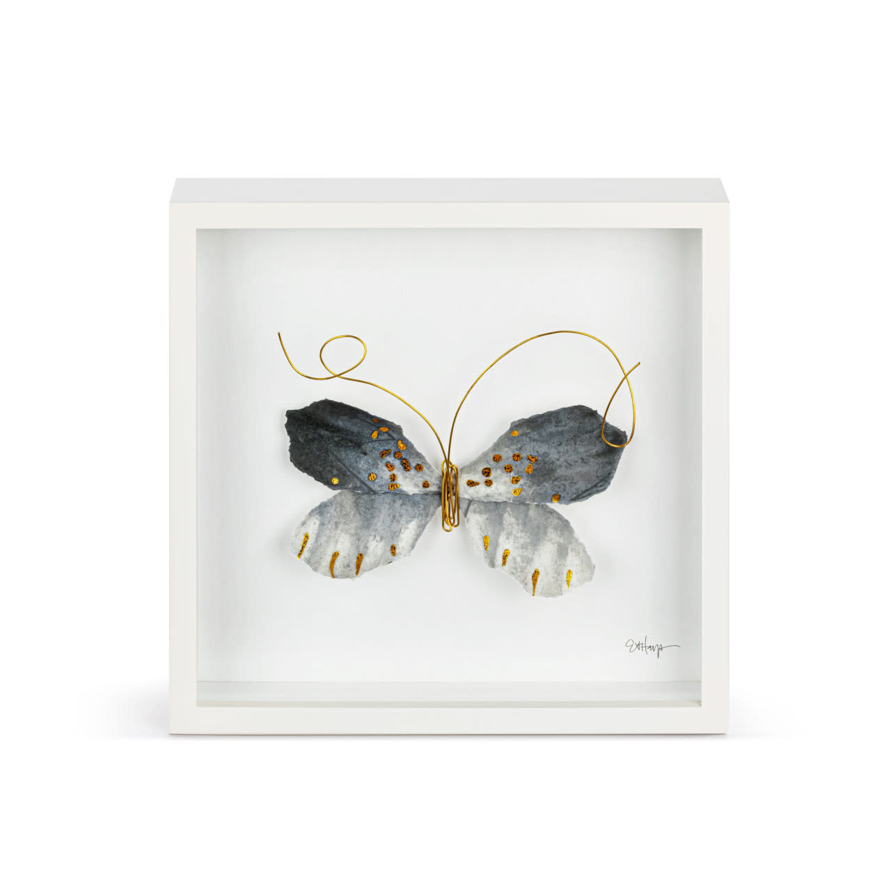 Elisabeth Hays Black & Gold Butterfly Wall Art 10"sq
