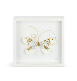 Elisabeth Hays White & Gold Butterfly Wall Art 10"sq