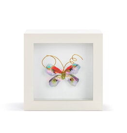 Elisabeth Hays One of a Kind Red Blue Multi Butterfly Shadow Box