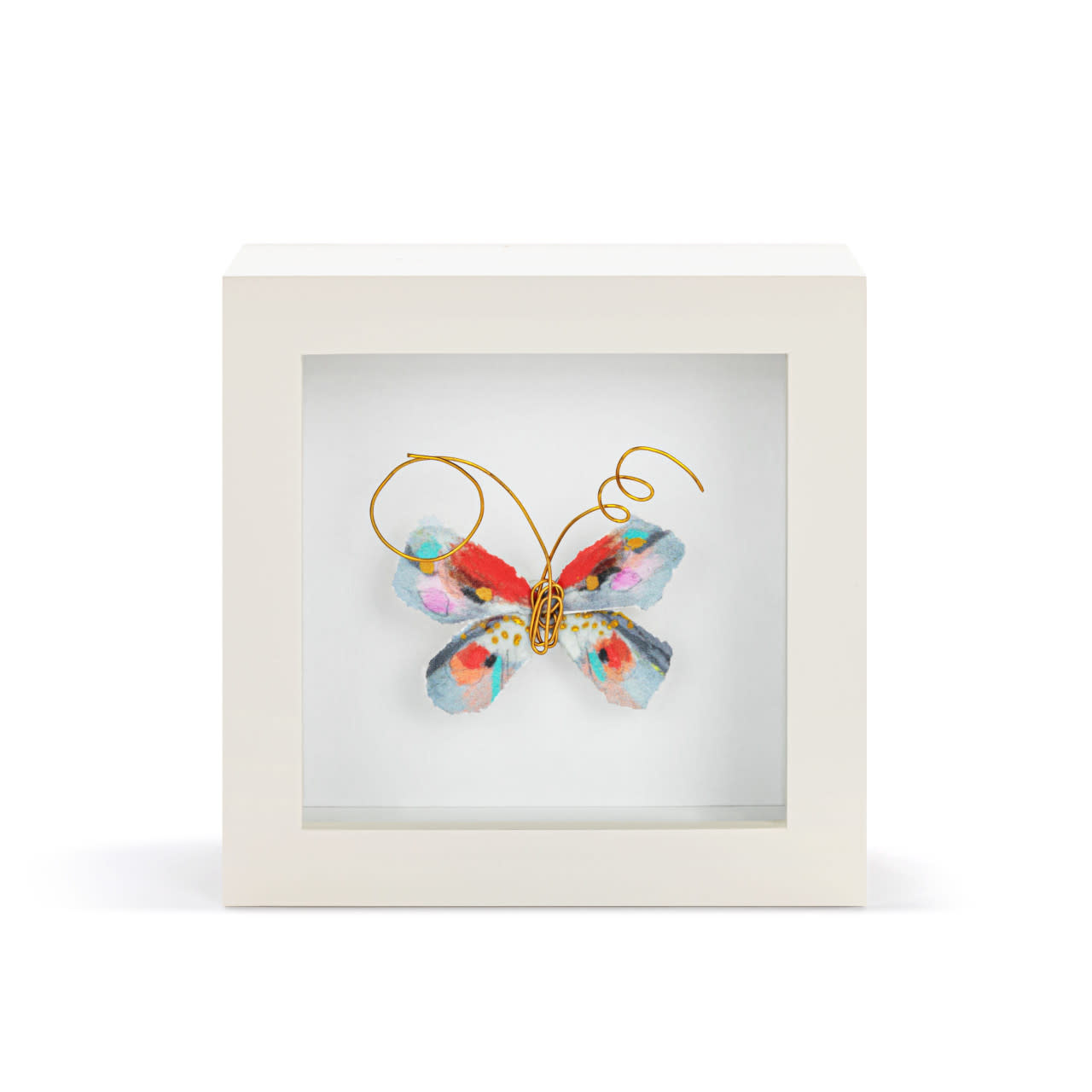 Elisabeth Hays One of a Kind Red Blue Multi Butterfly Shadow Box