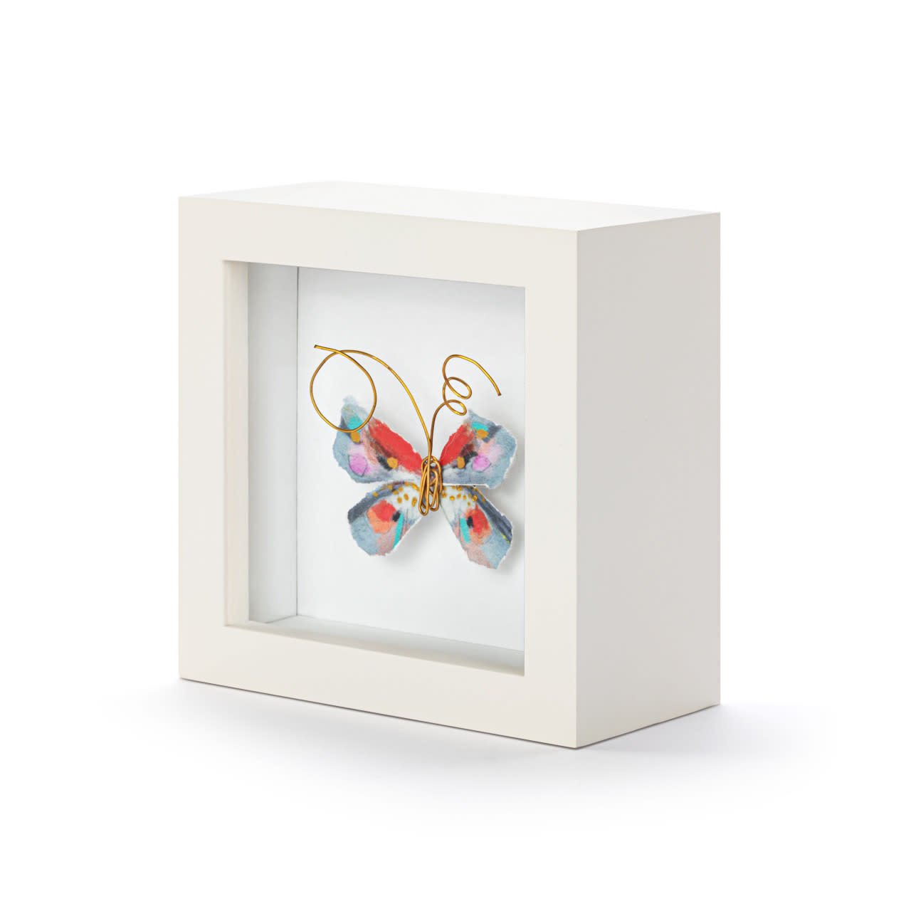 Elisabeth Hays One of a Kind Red Blue Multi Butterfly Shadow Box
