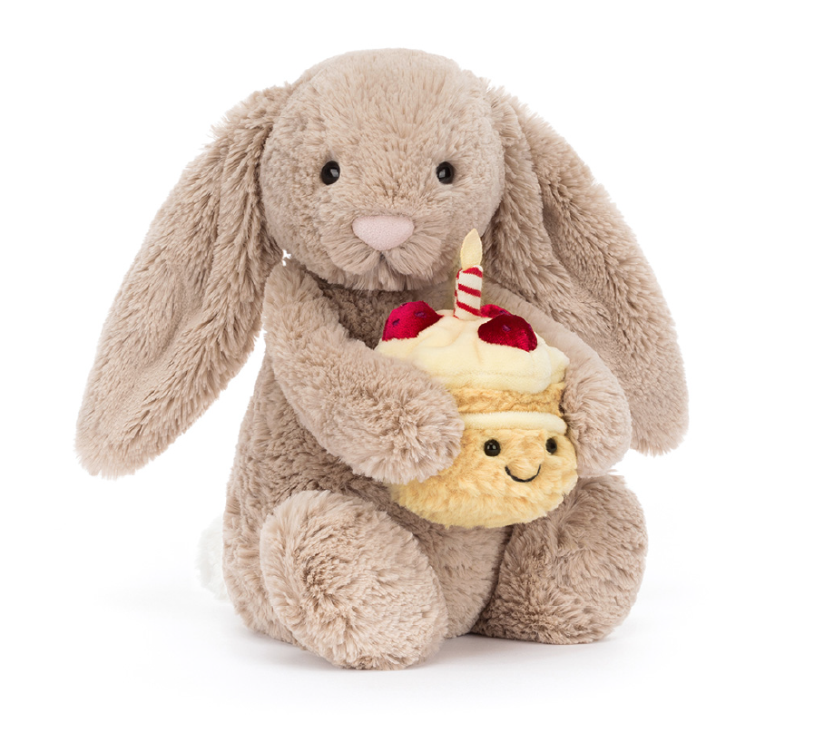 Jellycat Bashful Beige Bunny 'Birthday'