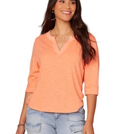 Democracy Nectarine Shirt Tail Hem Knit Top