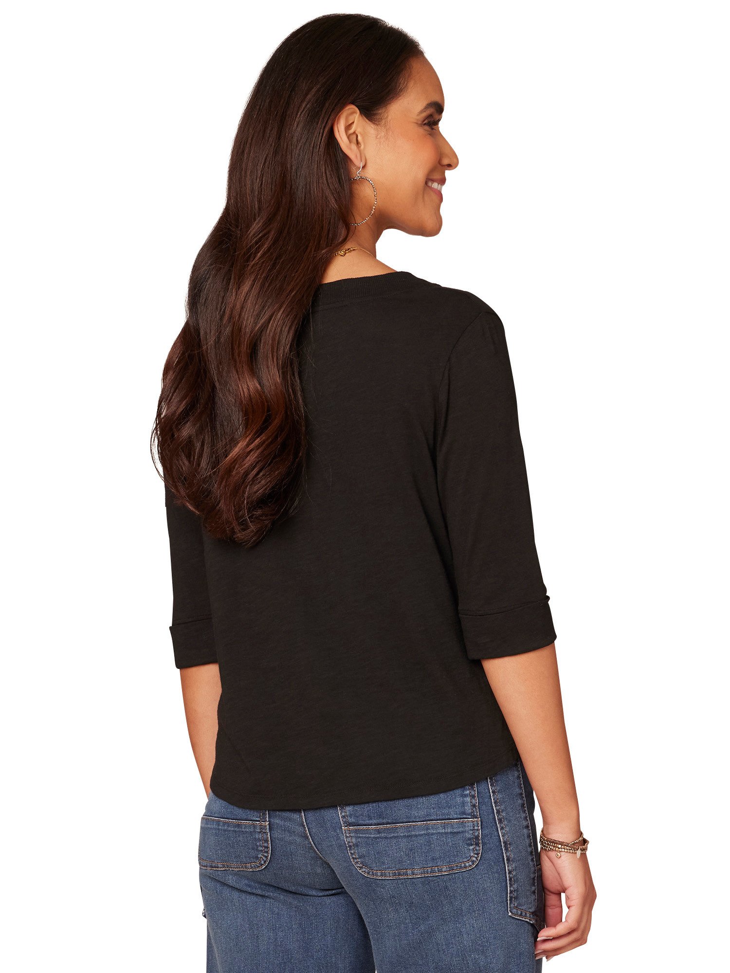 Democracy Black Shirt Tail Hem Knit Top