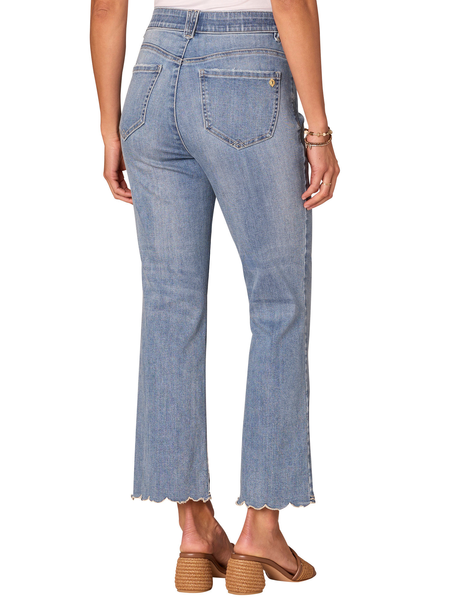 Democracy Light Blue Artisanal 27/17.5” “AB”Solution High Rise Cropped Itty Bitty Flare