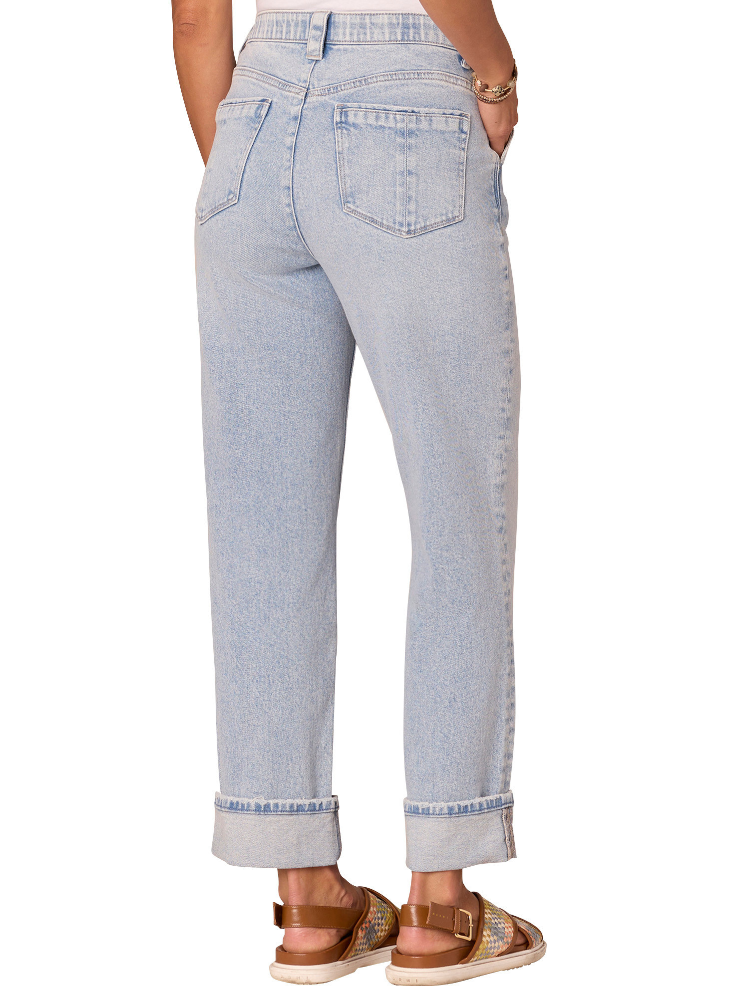 Democracy Light Blue Artisanal 25” (28” Uncuffed)/16” “AB” Solution High Rise Boyfriend