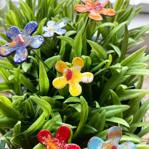 FLEURISH Small Copper Enameled Flower Stem (various colors)