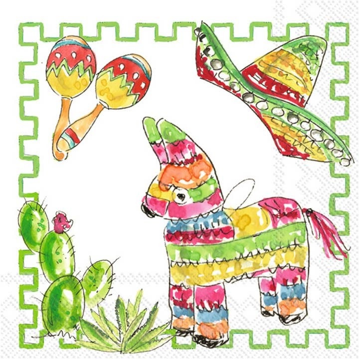 Boston International Paper Cocktail Napkins Pack of 20 Fiesta Pattern
