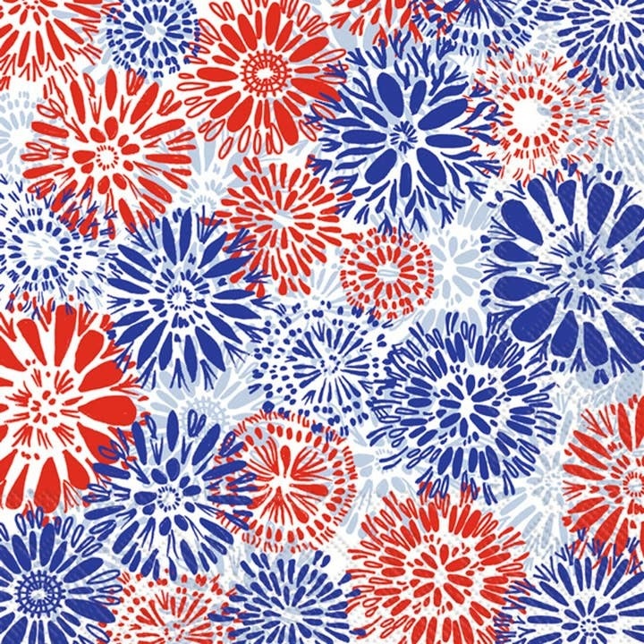 Boston International Paper Cocktail Napkins Pack of 20 July Flowers 4th of July