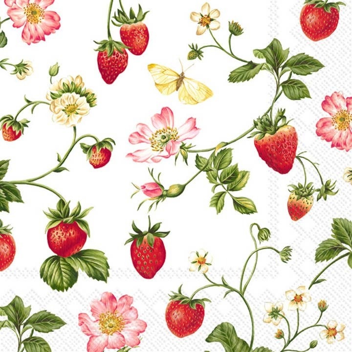 Boston International Paper Cocktail Napkins Pack of 20 Sweet Strawberry