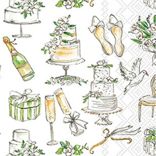Boston International Paper Guest Towel Pack of 16 Wedding Cakes