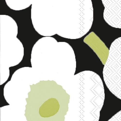 Boston International Paper Guest Towels 16 Count Marimekko Unikko Black