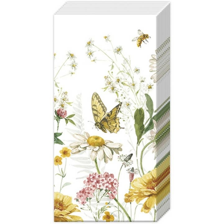 Boston International Wildflower and Butterfly Pocket Tissue Pack of 8 Count