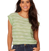 Democracy Green Tea Shirt Tail Hem Knit Top