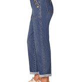 Democracy Blue 25” (28” Uncuffed)/15” “AB” Solution High Rise Buttoned Patch Pocket Pant