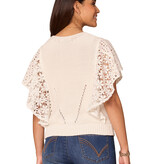 Democracy Off White Flutter Short Sleeve Mix Media Top