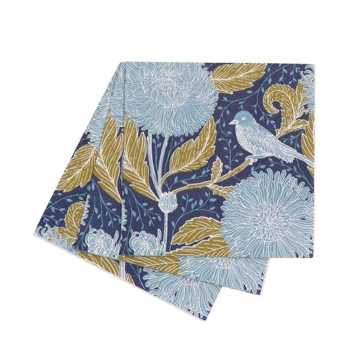 rockflowerpaper Chrysanthemum Bird Paper Cocktail Napkins, Pack of 20