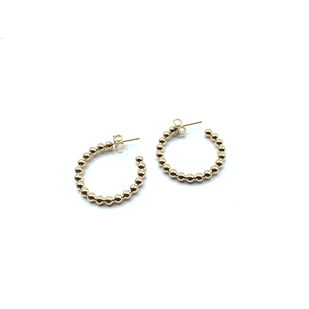Erin Gray 18mm Beaded Hoop Post Earring Gold Filled