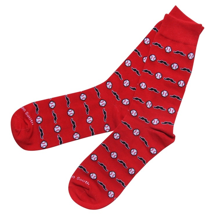 Barrel Down South Baseball Mustache Socks