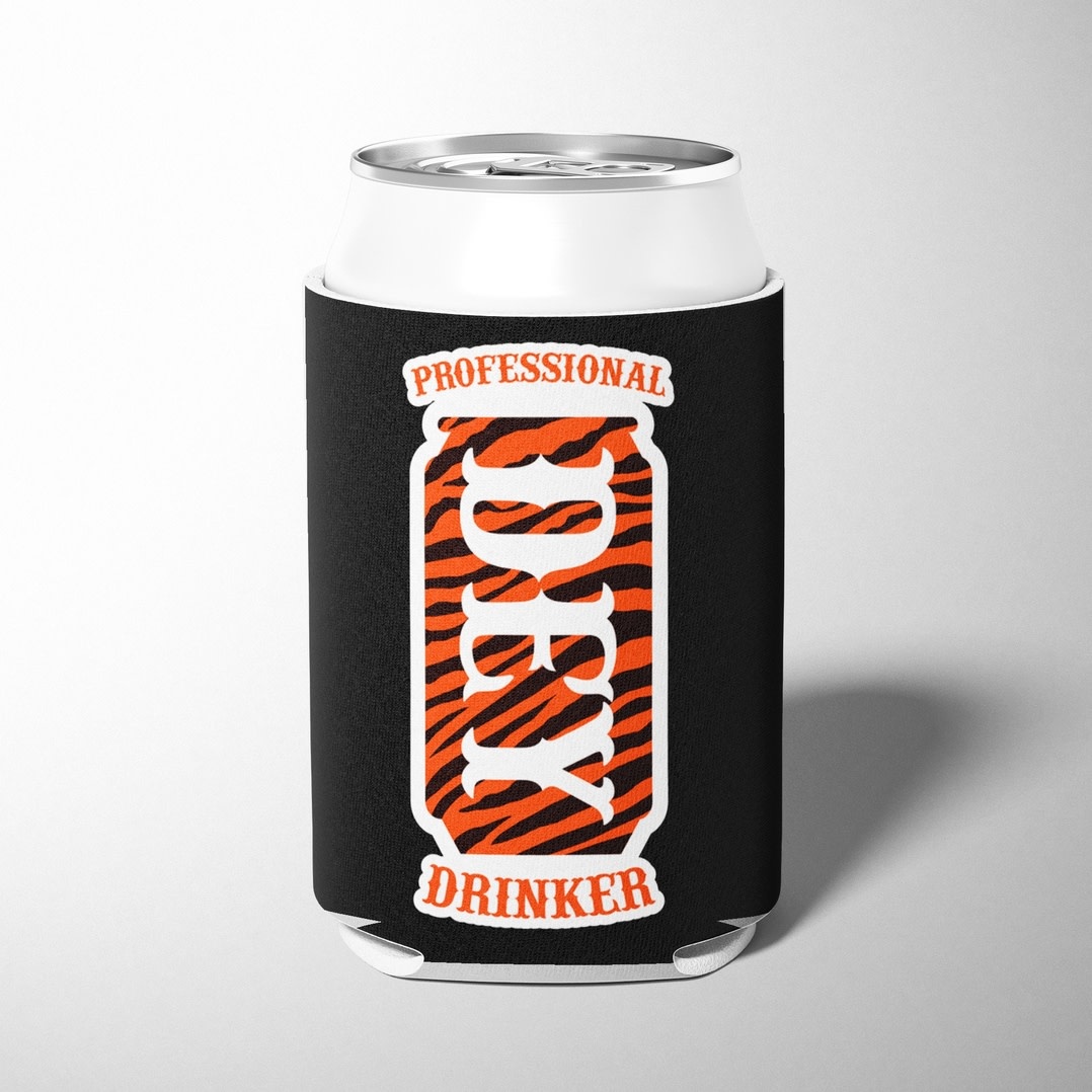 Barrel Down South Black Cincinnati OH Dey Drinker Bengal Stripe Can Cooler