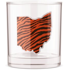 Barrel Down South Cincy OH Stripe Shape Bourbon Whiskey Rocks Glass