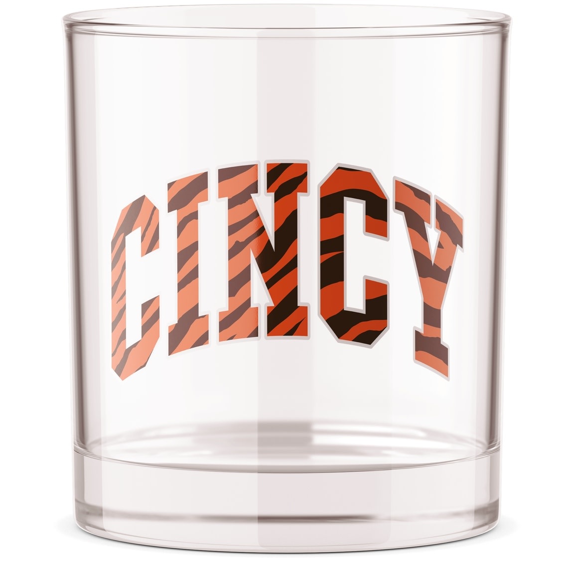 Barrel Down South Cincy OH Stripe Word Bourbon Whiskey Rocks Glass
