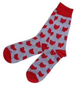 Barrel Down South Grey and Red Ohio Socks