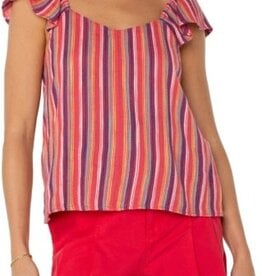 Liverpool Los Angeles flutter sleeve woven top w ties